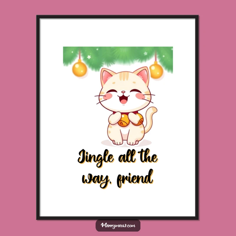 Free Printable Wall Art: Jingle Bell Cat - Festive Fun Downloadable Decor!