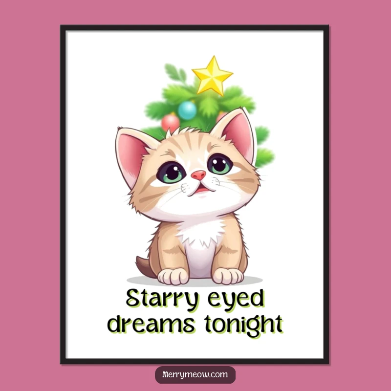 Free Printable Wall Art: Kitten Star Wonder, Magical Downloadable Holiday Decor