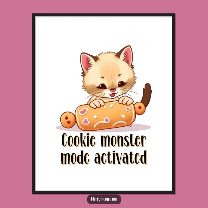 Free Printable Wall Art: Playful Kitten Cookie Chase, Whimsical Downloadable Decor