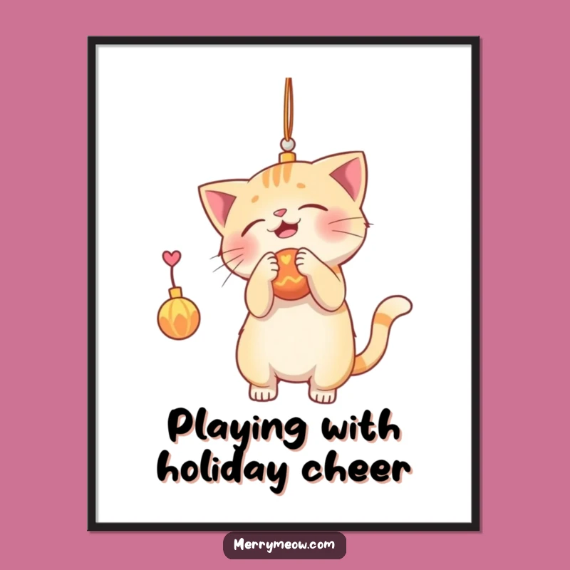 Free Printable Cat Art: Funny Ornament Batting Downloadable Decor for Playfulness