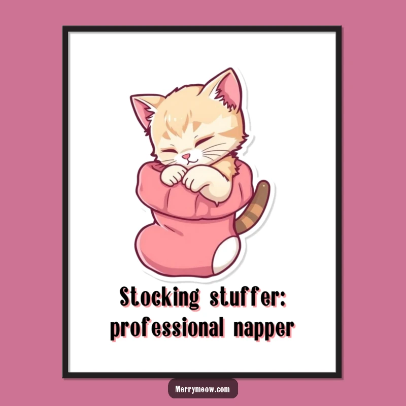 Free Printable Wall Art: Cozy Kitten in Stocking for Sweet Decor