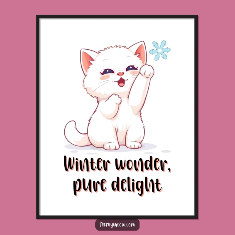 Free Printable Wall Art: Kitten Snowflake Downloadable Art for Whimsical Decor
