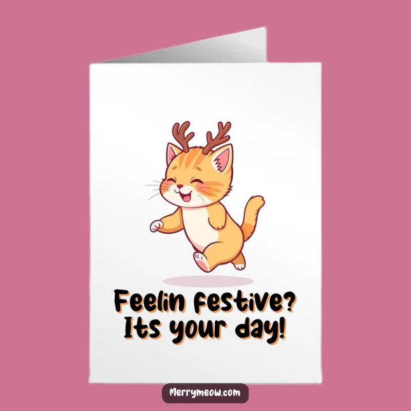 Free Printable Birthday Card: Glee-ful Ginger Kitten Funny Downloadable Gift