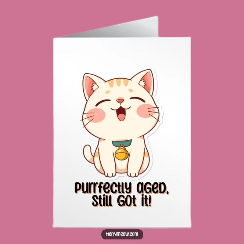 Free Printable Birthday Card: Content Cat Purrs Joyfully - Hilarious Downloadable Gift