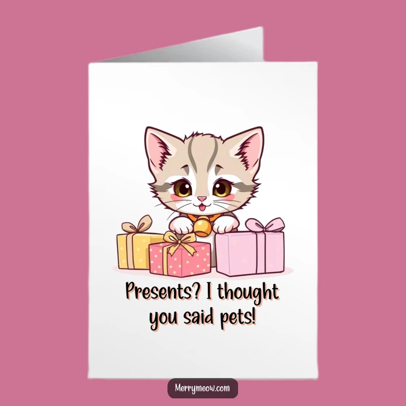Free Printable Birthday Card: Mischievous Kitten Peeking Funny Downloadable Gift