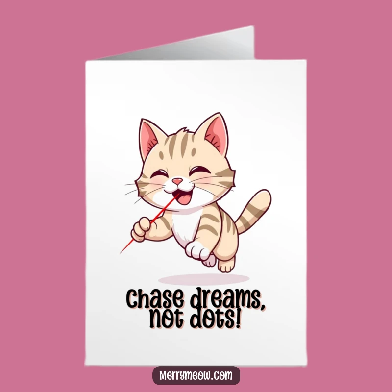 Free Printable Birthday Card: Playful Cat Chases Laser - Funny Downloadable Gift