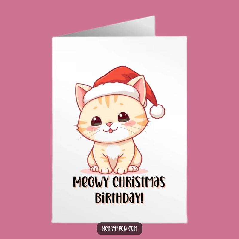 Free Printable Christmas Cat Birthday Card: Funny Downloadable Gift for Festive Birthdays