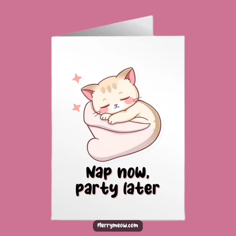 Free Printable Sleepy Cat Birthday Card: Cozy Downloadable Gift for Cat Nappers