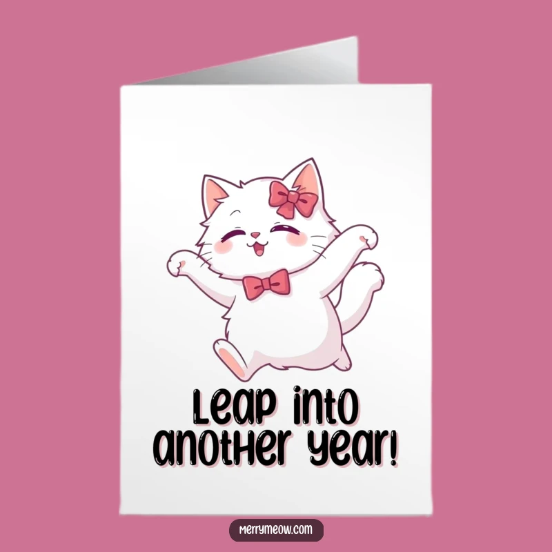 Free Printable Bday Card: Leaping Cat Celebration - Funny Downloadable Gift