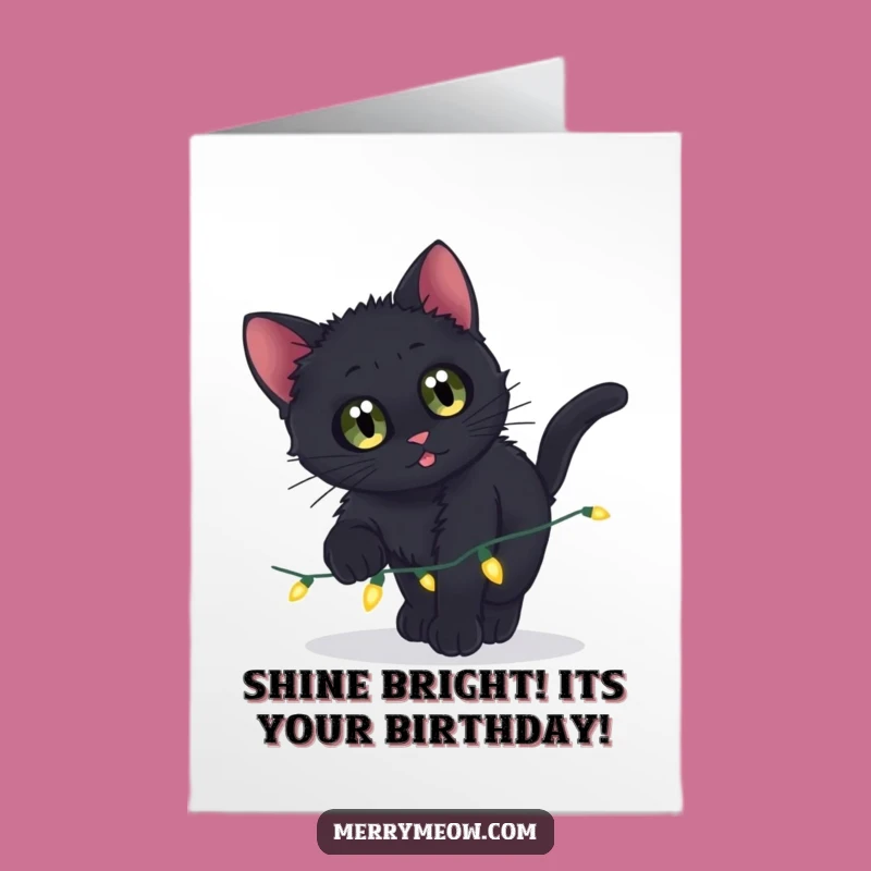 Free Printable Birthday Card: Curious Kitten Pouncing Funny Downloadable Gift