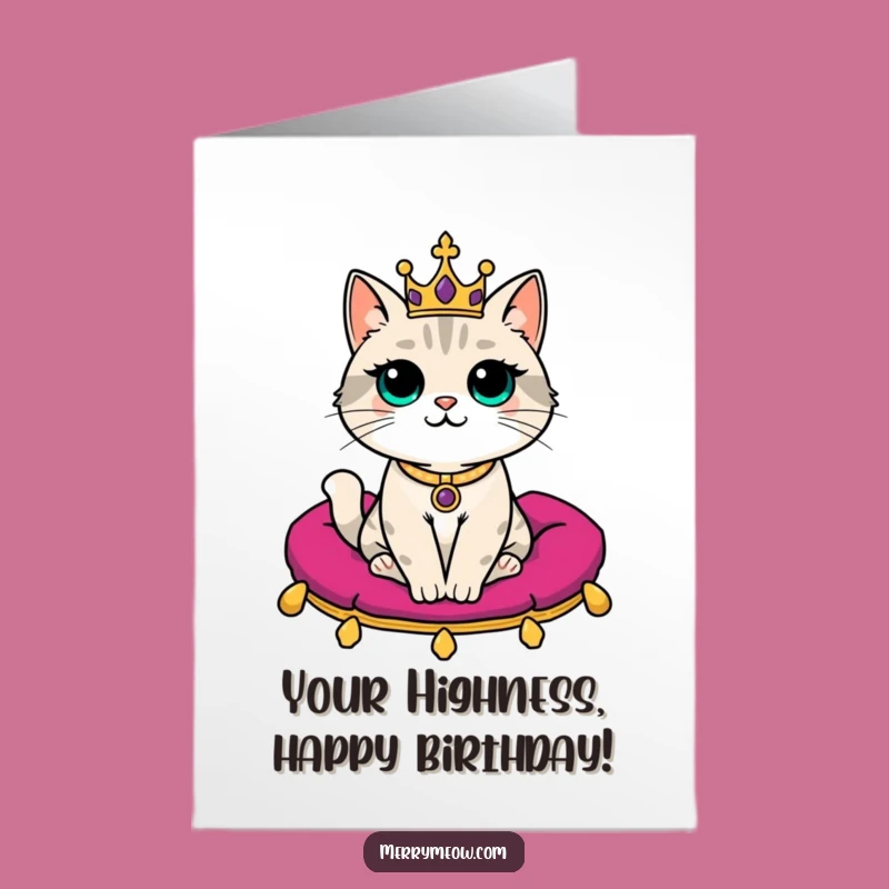 Free Printable Royal Cat Birthday Card: Funny Downloadable Gift for Cat Lovers