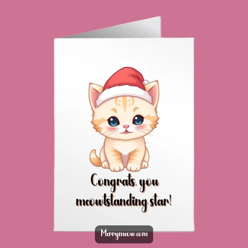 Kawaii Kitten Santa Congrat Card - Free Printable Festive Cheer