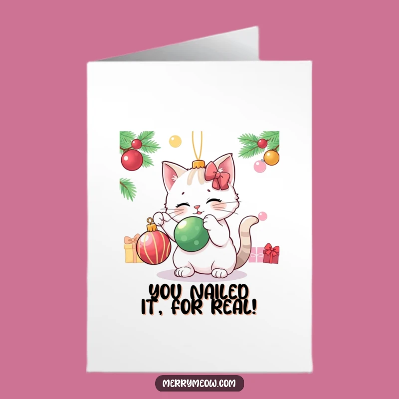 Free Printable Congrats Card: Cat Bats Ornament! Festive Celebration!