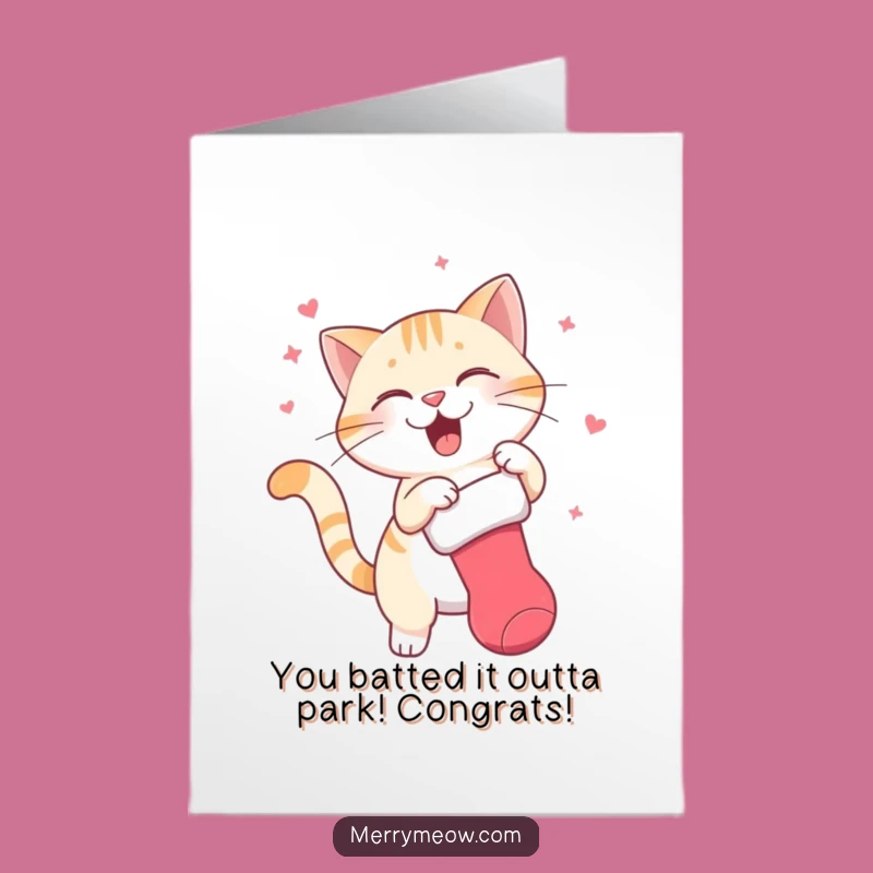 Free Printable Congrats Card: Cat Swats Stocking, Funny Holiday Downloadable Gift