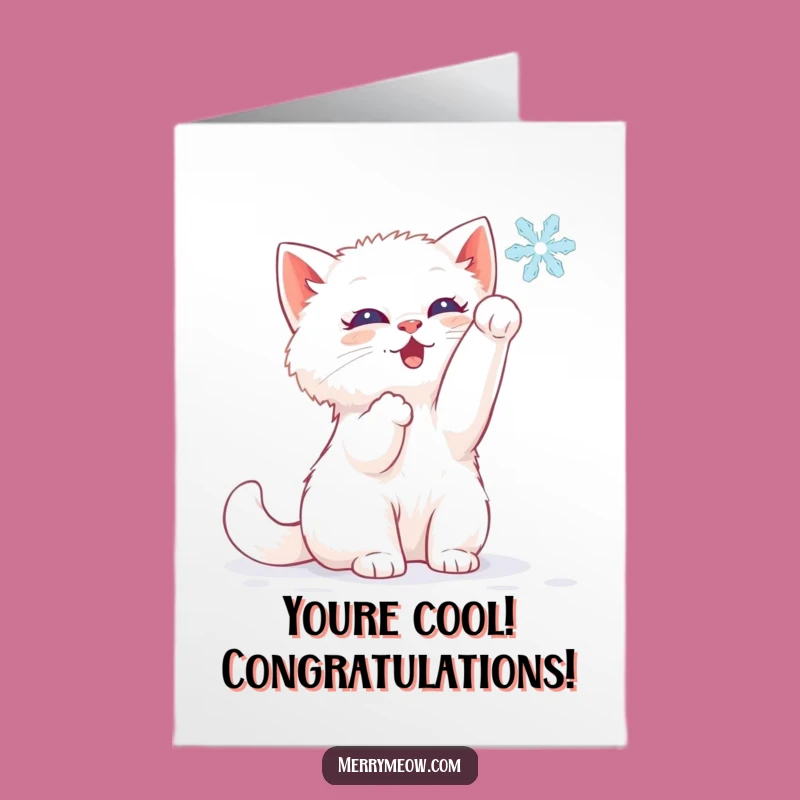 Free Printable Congrats Card: Delightful Kitten Snowflake Funny Downloadable Gift