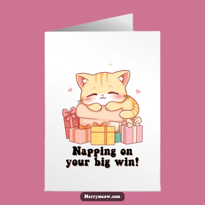 Free Printable Congrats Card: Gift Nap Cat - Relaxed Downloadable Gift
