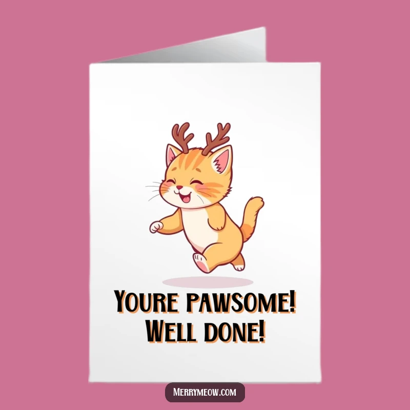 Free Printable Congrats Card: Glee-ful Ginger Kitten Funny Downloadable Gift Surprise
