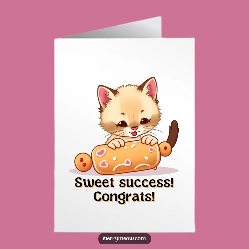 Free Printable Congrats Card: Playful Kitten Cookie Fun, Exciting Downloadable Celebration