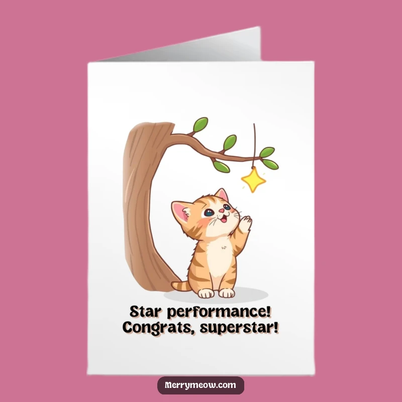 Free Printable Congrats Card: Tabby Kitten Star Catcher, Funny Downloadable Celebration