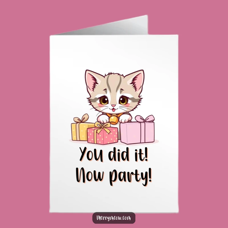 Free Printable Congratulations Card: Kitten Peeking Funny Downloadable Gift for Any Occasion