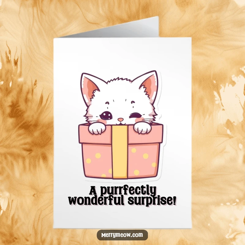Free Printable Kitten Congratulations Card: A cute kitten peeks from a gift box, sharing in your wonderful achievement.