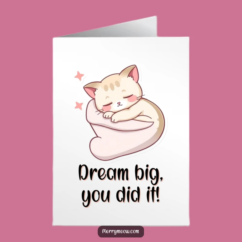 Free Printable Sleepy Cat Congratulations Card: Cozy Downloadable Gift for Relaxing