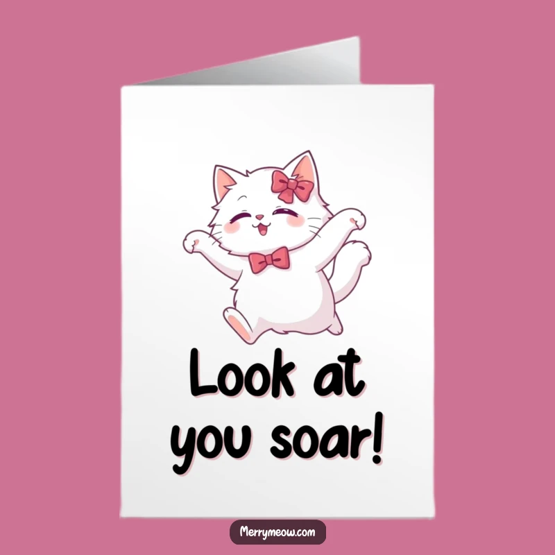 Free Printable Congrats Card: Graceful Cat Success - Funny Downloadable