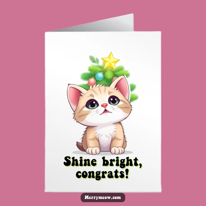 Free Printable Congrats Card: Kitten Star Gazer, Joyful Downloadable Celebration