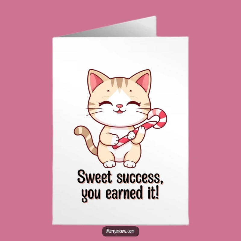 Free Printable Congratulations Card: Cheery Cat Sweet Success, Downloadable Gift!
