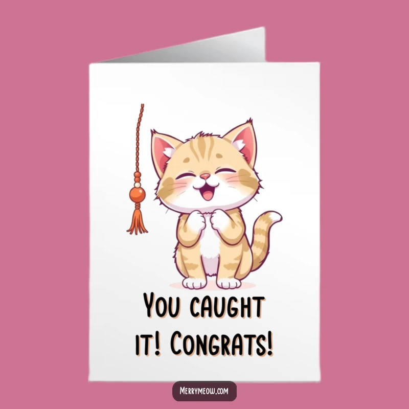 Kitten Tinsel Congrats Card - Free Printable Festive Celebration Art