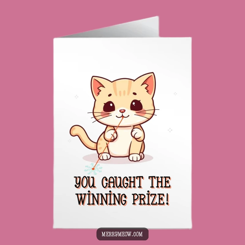 Free Printable Kawaii Cat Congratulations Card: Playful Laser Chase Funny