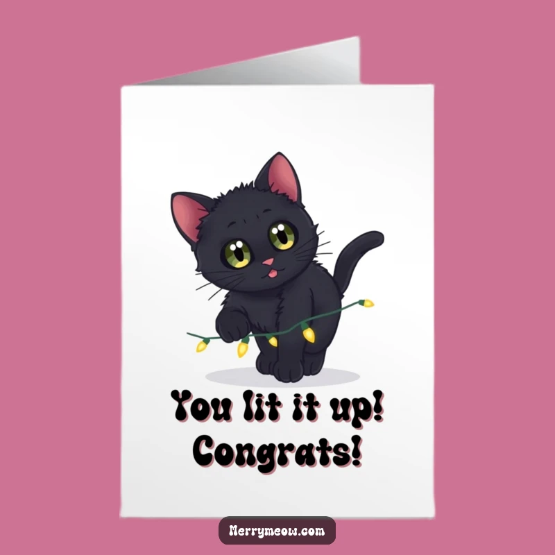 Free Printable Congrats Card: Curious Kitten Pouncing Funny Downloadable Gift