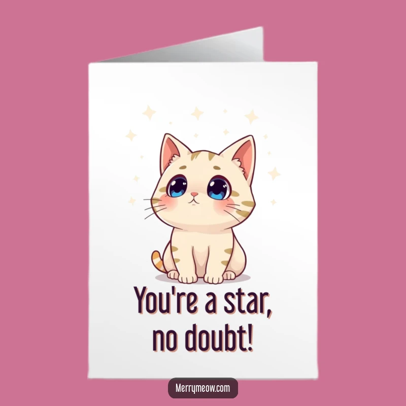 Free Printable Congrats Card: Surprised Cat Twinkling Lights - Funny Downloadable Gift