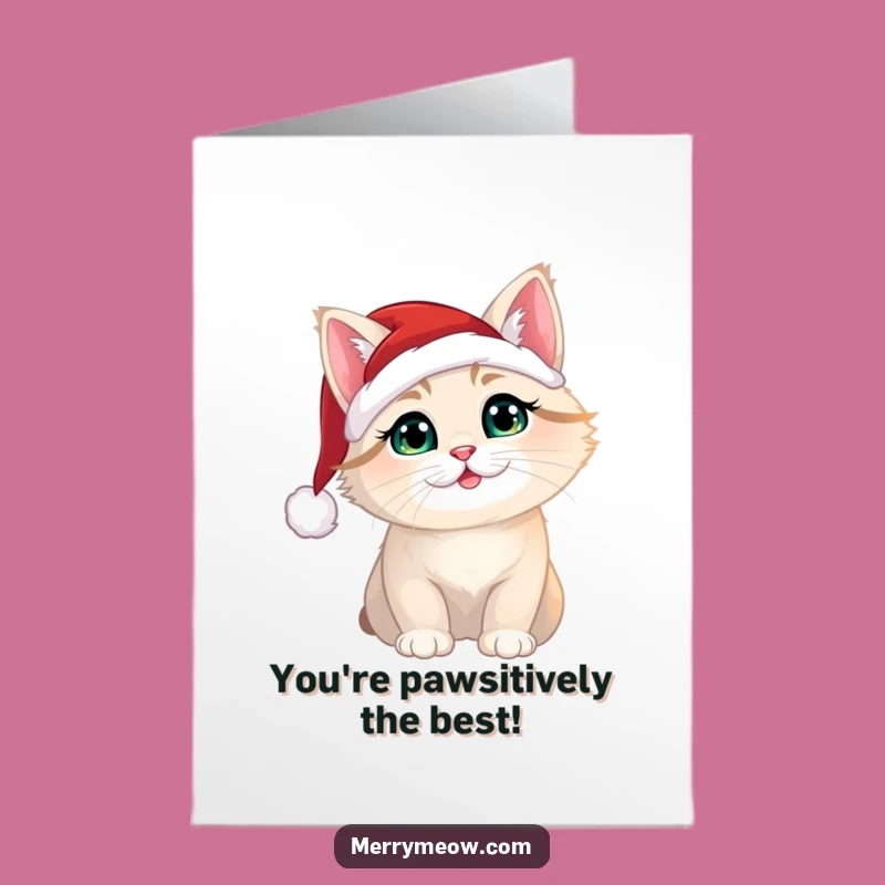 Free Printable Congrats Card: Cat Santa Hat, Humorous Downloadable Gift