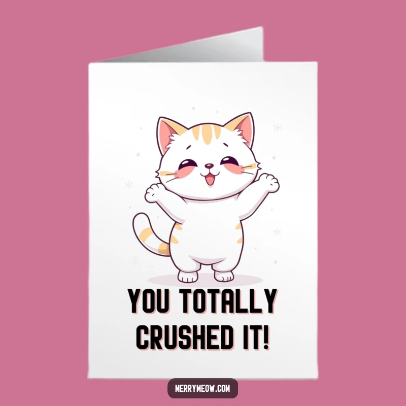 Free Printable Congrats Card: Snow Dance Cat - Winter Fun Downloadable!