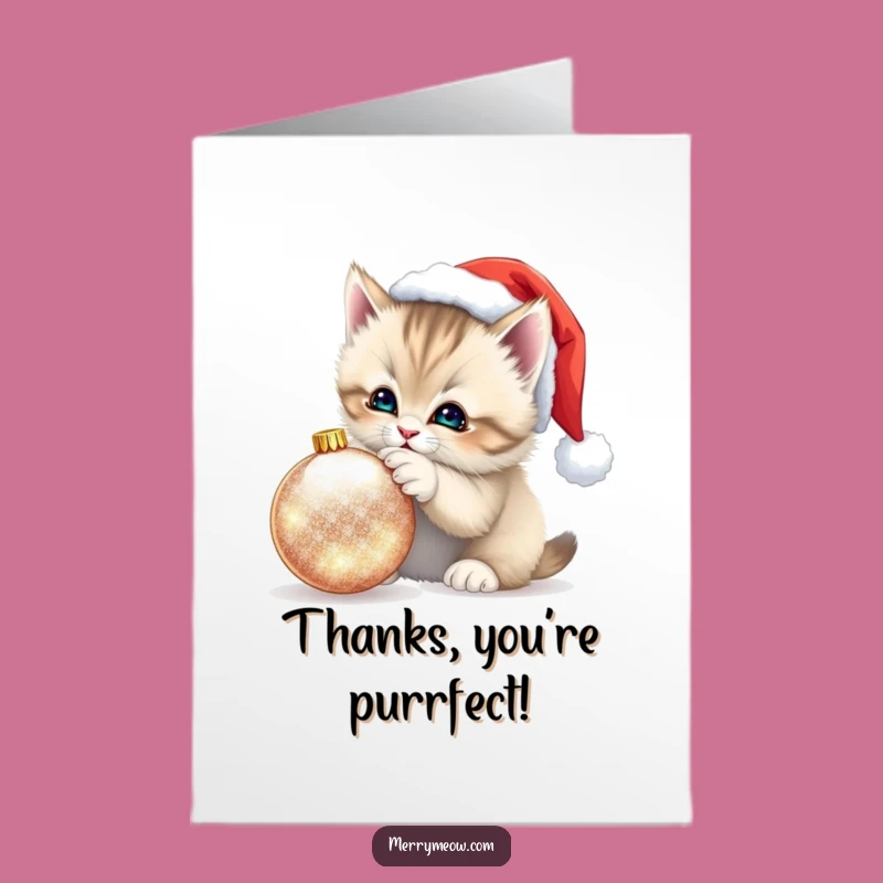 Free Printable Kitten Thank You Card - Santa Hat Gratitude Download
