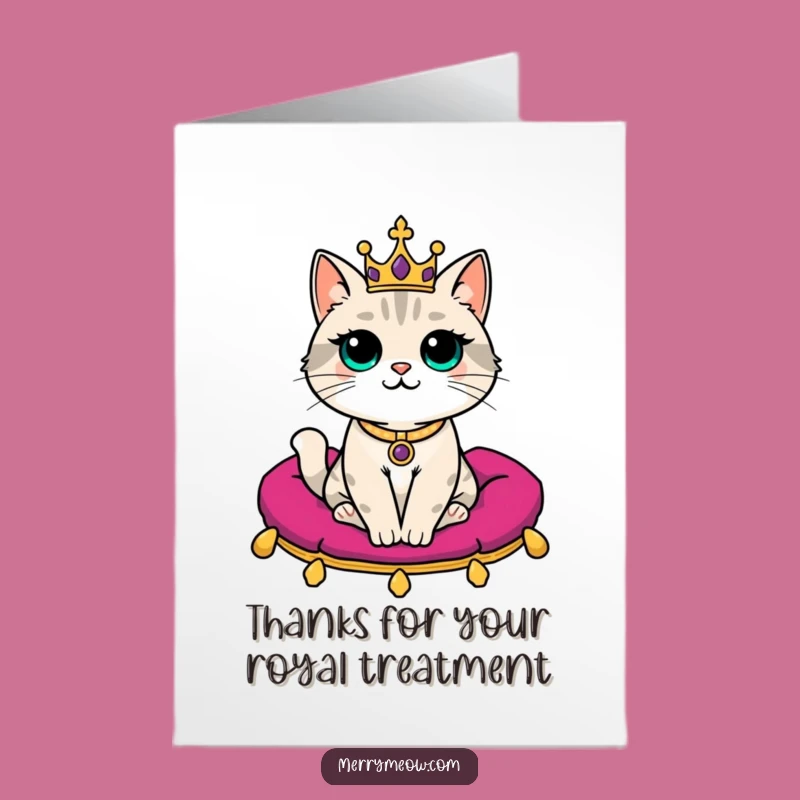 Free Printable Royal Cat Thank You Card: Funny Downloadable Appreciation Gift
