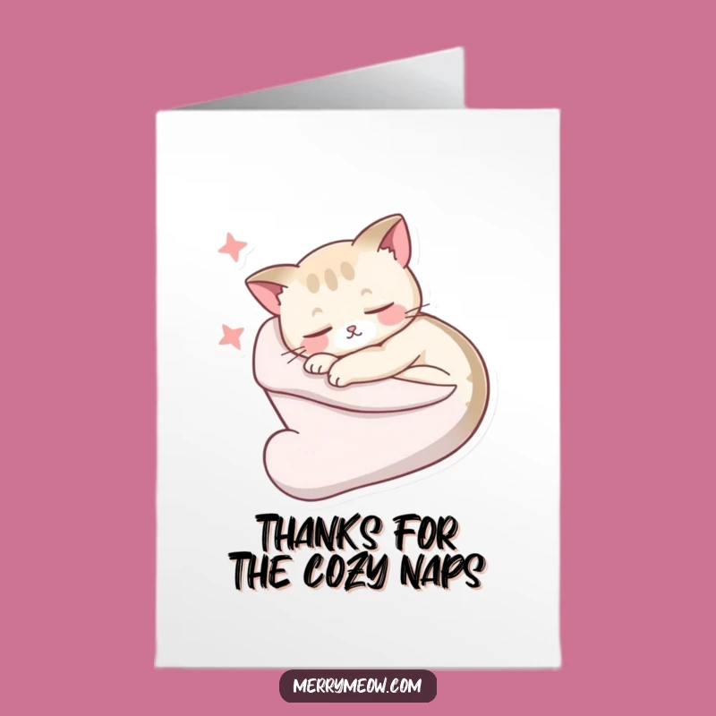 Free Printable Sleepy Cat Thank You Card: Cozy Downloadable Gift for Sweet Thanks