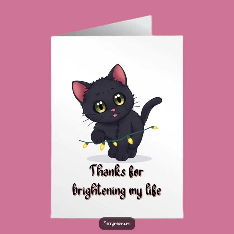 Free Printable Thank You Card: Curious Kitten Pouncing Funny Downloadable Gift