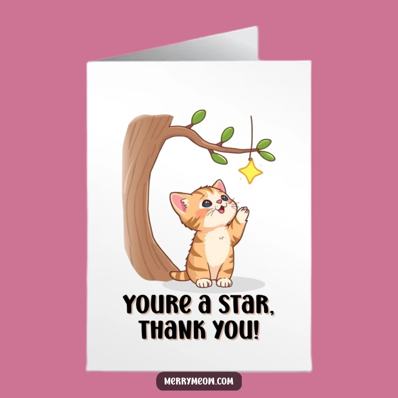 Free Printable Thank You Card: Cute Tabby Kitten Star Wish, Grateful Downloadable