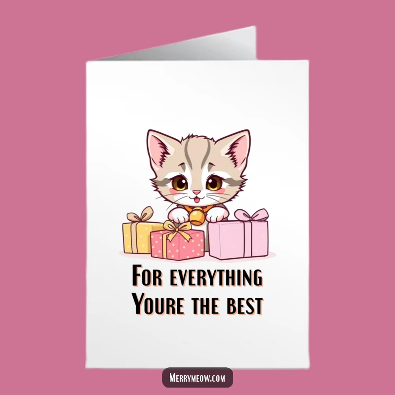 Free Printable Thank You Card: Kitten Peeking Funny Downloadable Gift for Gratitude