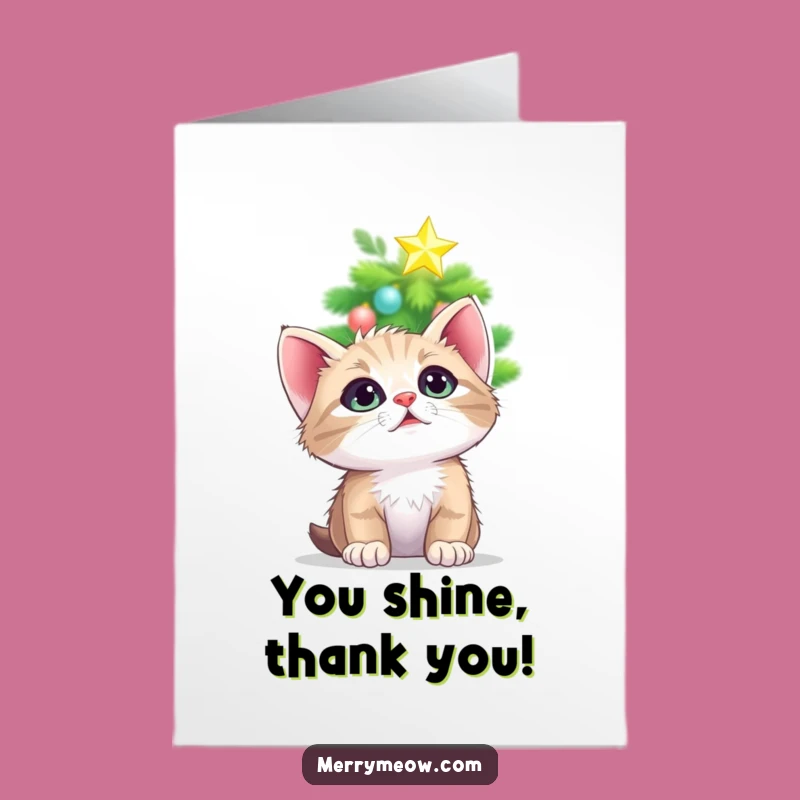 Free Printable Thank You Card: Kitten's Star Wish, Grateful Downloadable Holiday
