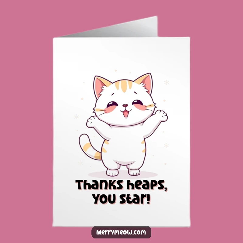 Free Printable Thank You Card: Snow Dance Cat - Playful Gratitude Downloadable!