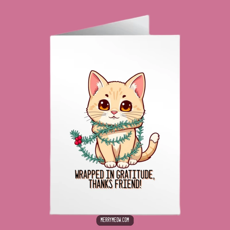 Free Printable Thank You Card: Tinsel Cat - Adorable Downloadable Gift