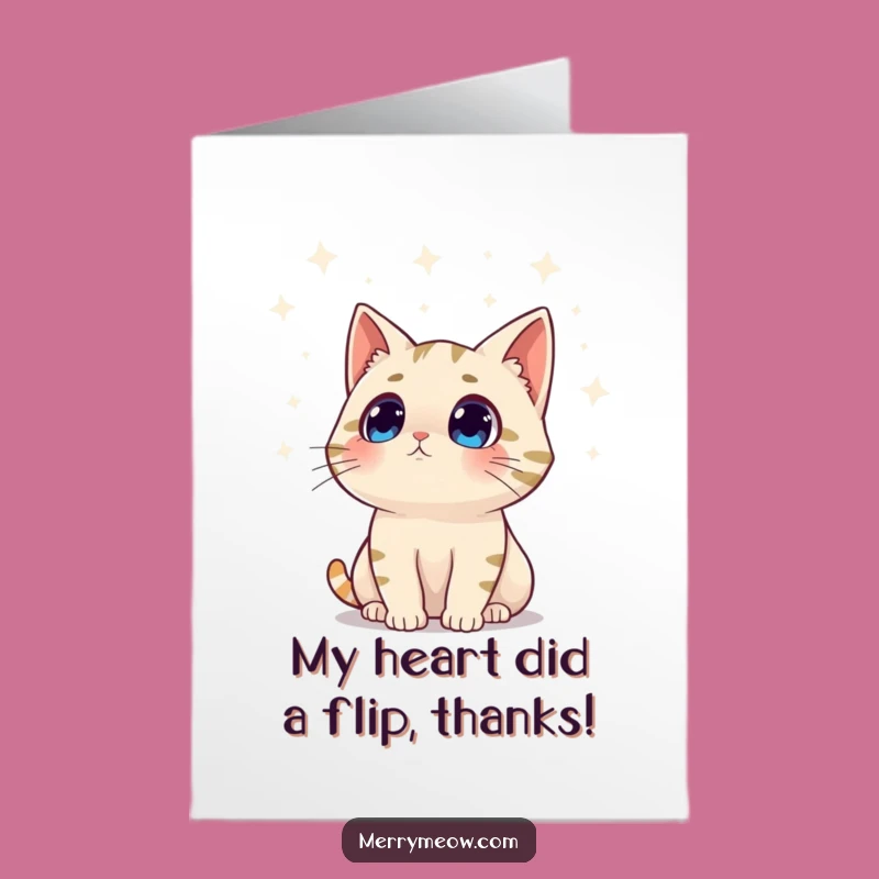 Free Printable Thank You Card: Surprised Cat Twinkling Lights - Funny Downloadable Gift