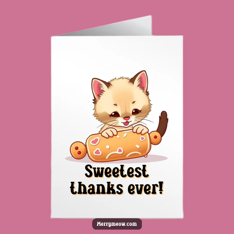 Free Printable Thank You Card: Adorable Siamese Kitten & Cookie, Sweet Downloadable Gratitude