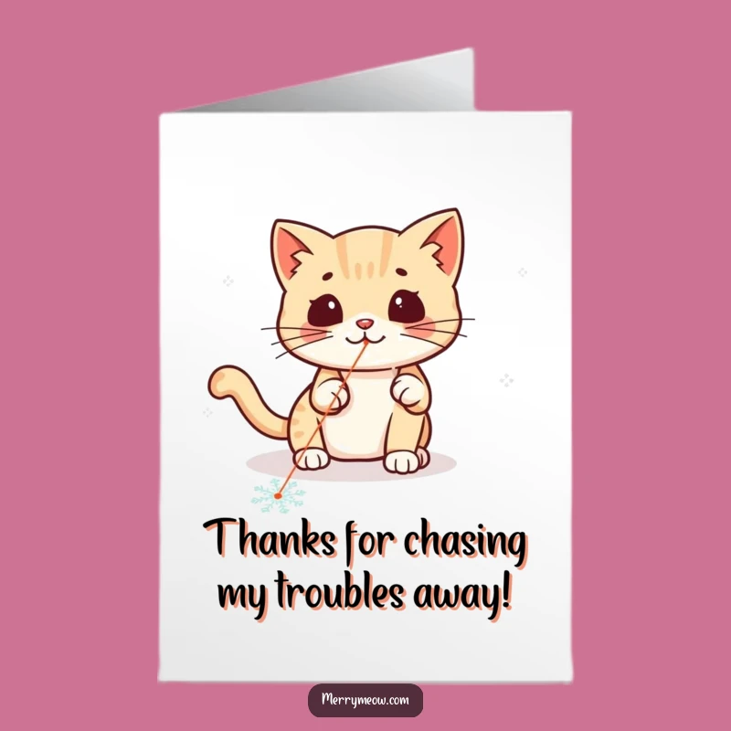 Free Printable Kawaii Cat Thank You Card: Laser Dot Chase Funny Downloadable