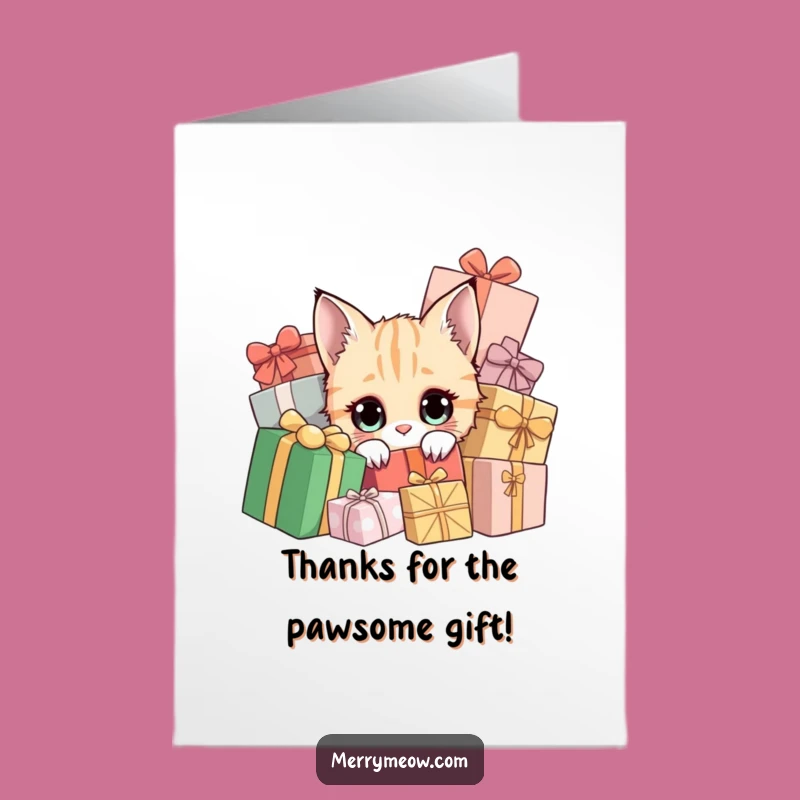 Cute Free Printable Thank You Card: Cat Presents Peek Kindness Downloadable Gift