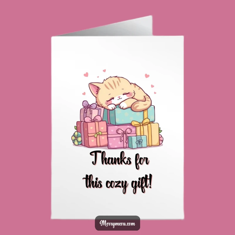 Free Printable Kawaii Cat Thank You Card: Sleepy Cat Gifts Funny Downloadable