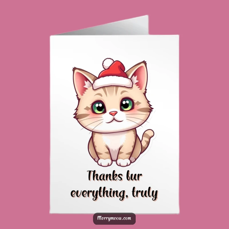 Charming Free Printable Thank You Card: Cat in Santa Hat! Thanks & Cheer